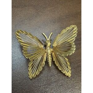 Vintage Monet Gold Tone Butterfly Brooch